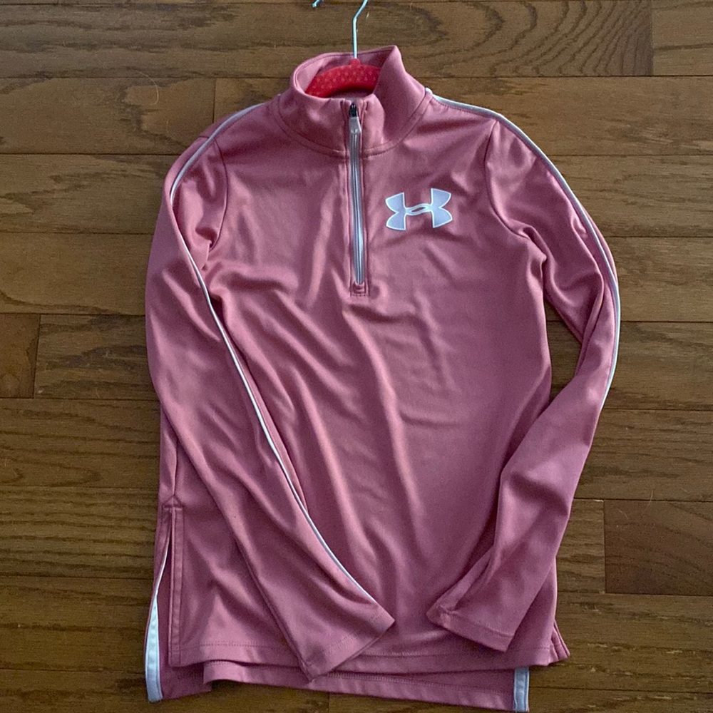 Girls pink Under Armour half zip top.